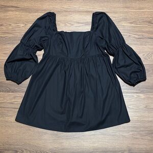 Reformation Black Puff Sleeve Mini Dress Square Neck Romantic Size 16